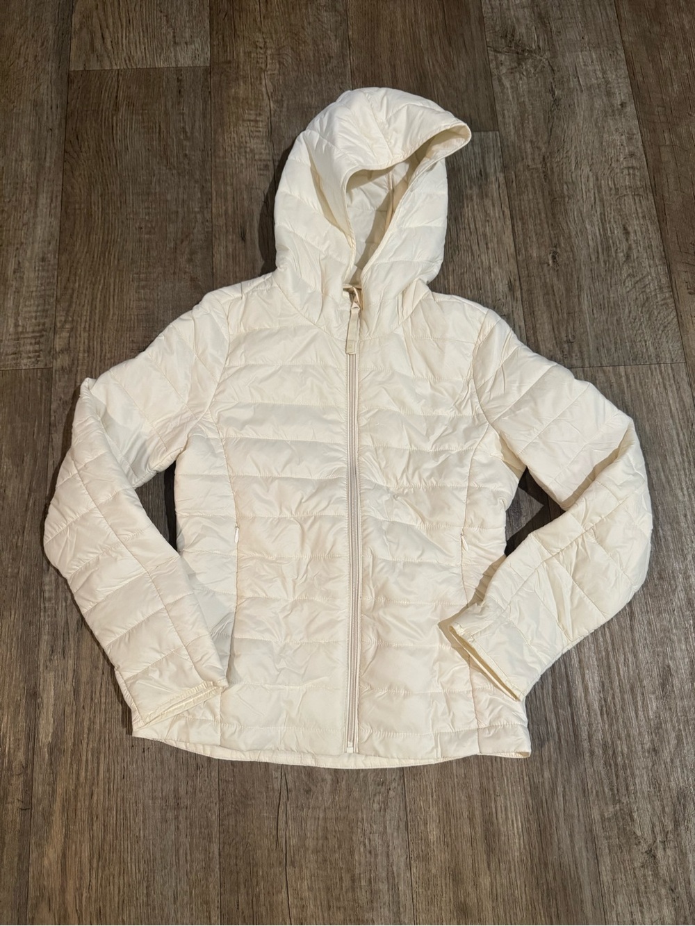 United Colors Of Benetton Cream Quilted Hooded Puffer Jacket